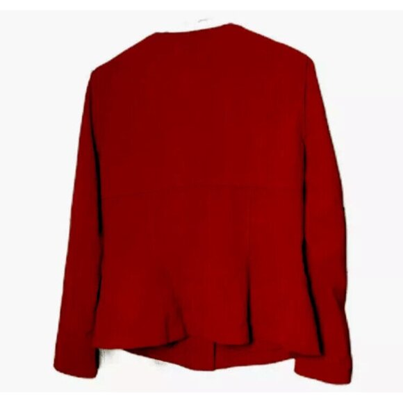 Lafayette 148 2 Blazer Jacket Zipper Front Red Zip Up Pockets Structured - Picture 2 of 10